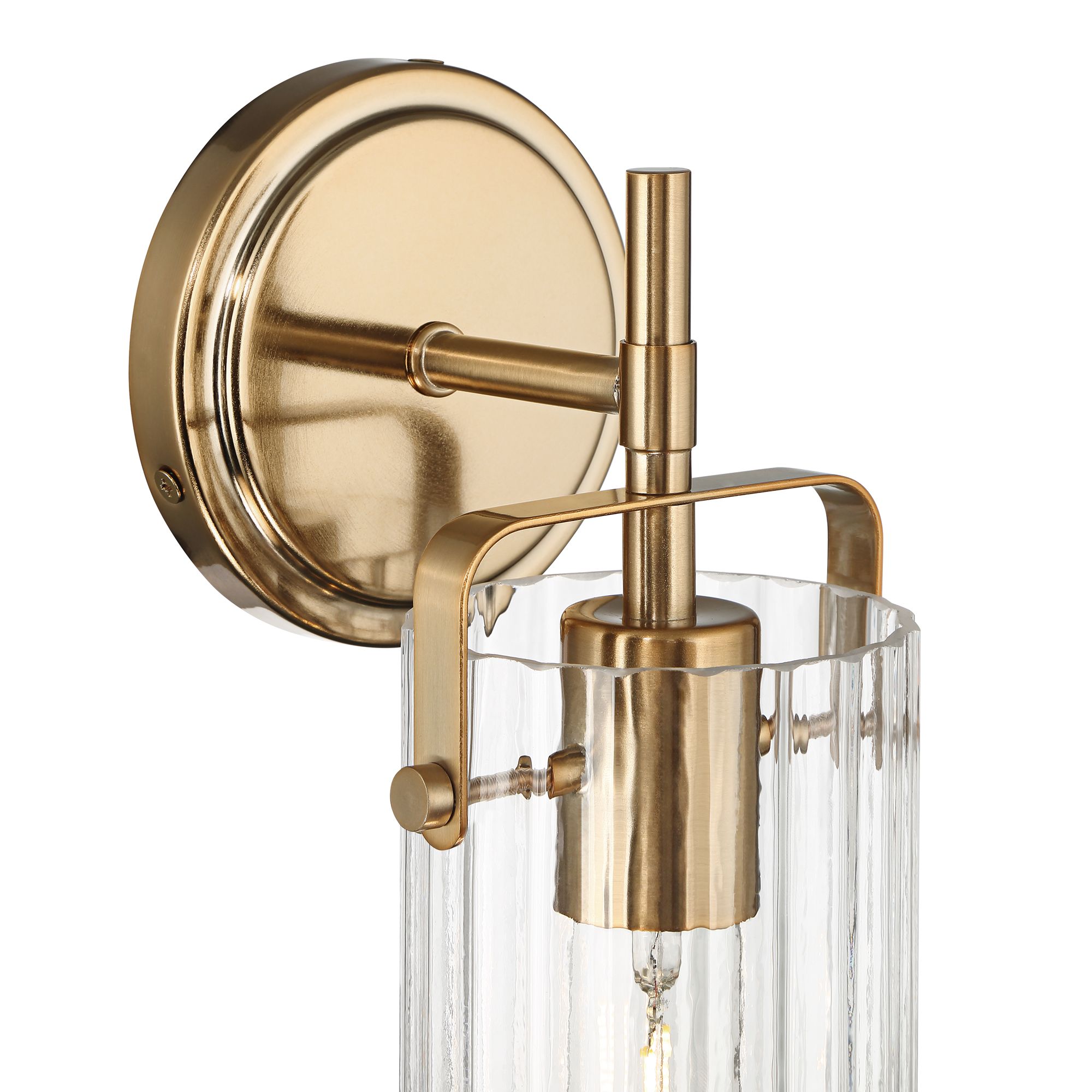 Image 3 Regency Hill Emerson 11" High Warm Gold and Fluted Glass Wall Sconce more views