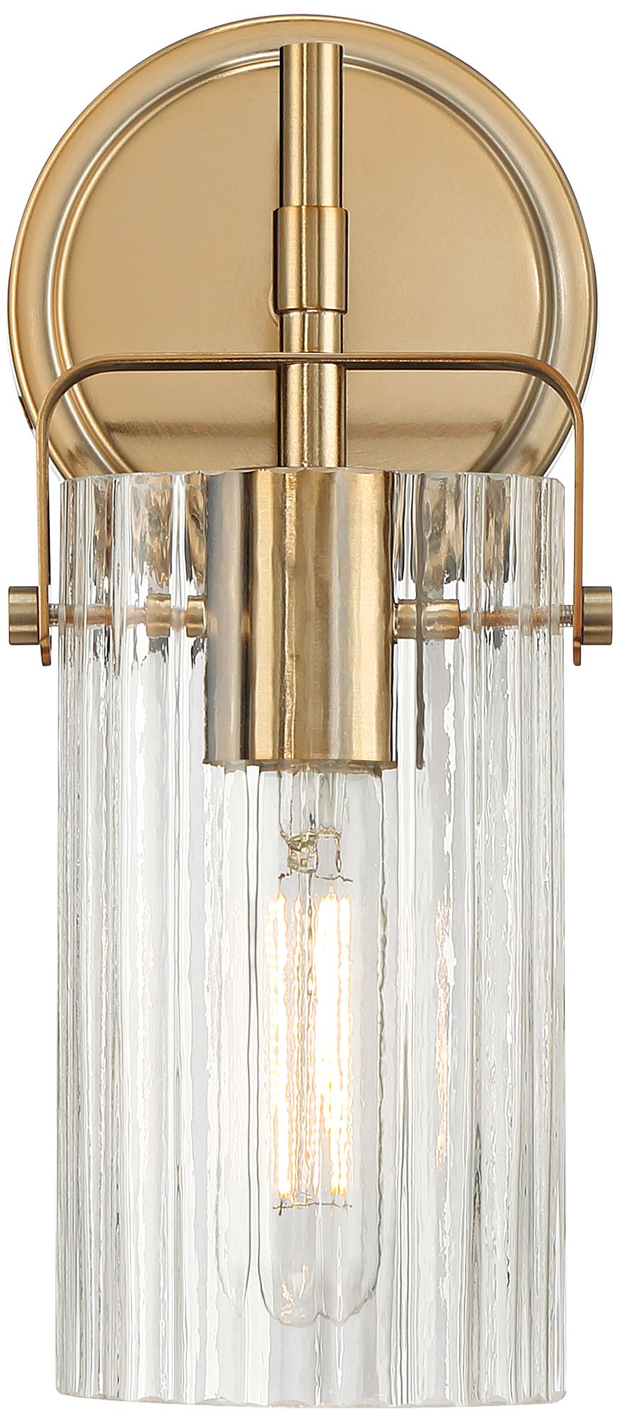 Image 5 Regency Hill Emerson 11" High Warm Gold and Ribbed Glass Wall Sconce more views