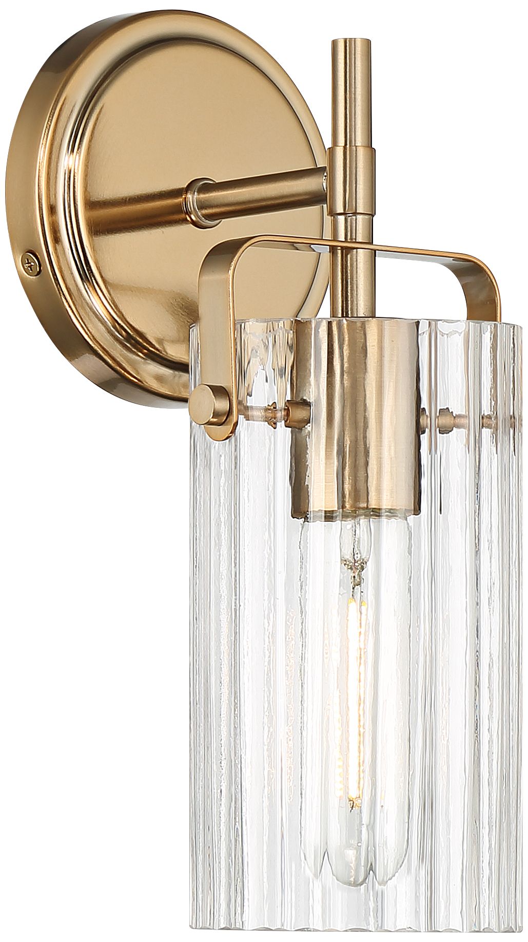 Image 6 Regency Hill Emerson 11" High Warm Gold and Ribbed Glass Wall Sconce more views