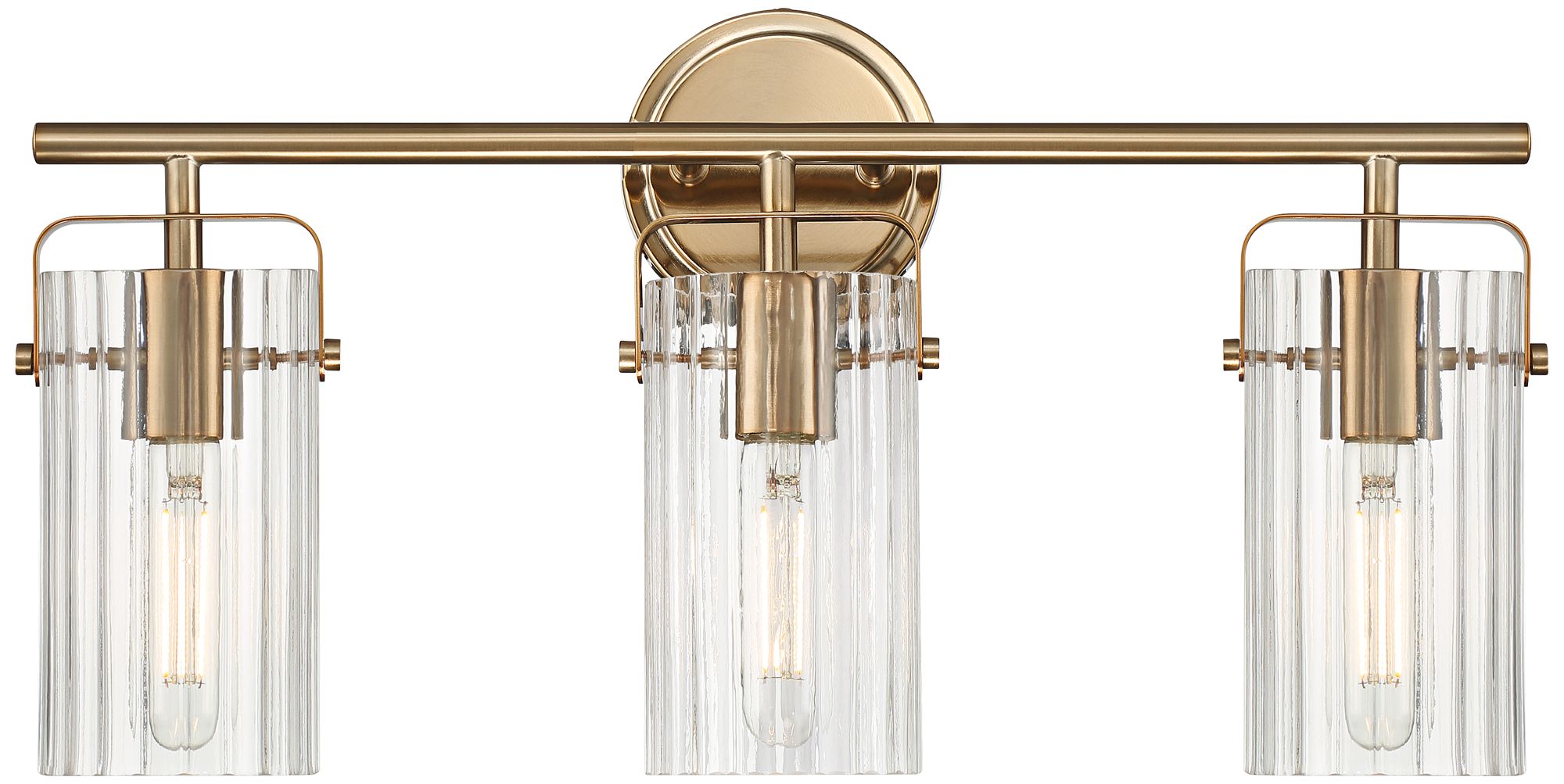 Image 2 Regency Hill Emerson 22" Wide Warm Gold and Glass 3-Light Bath Light