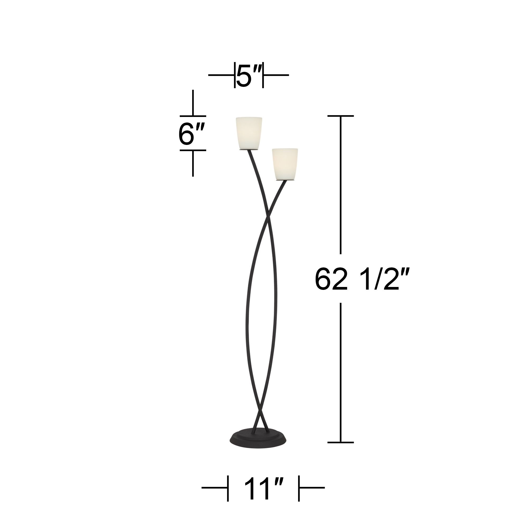 Regency Hill Everly 62 1/2" 2-Light Metal and Glass Floor Lamp