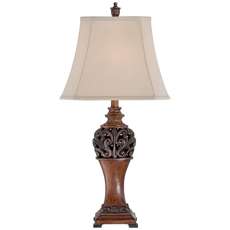 Image 7 Regency Hill Exeter 30 inch High Wood Table Lamps Set of 2 with Dimmers more views