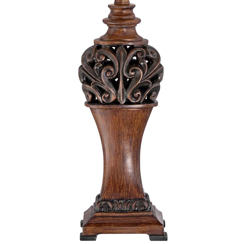 Image 2 Regency Hill Exeter 30" Wood Finish Red Shade Table Lamps Set of 2 more views
