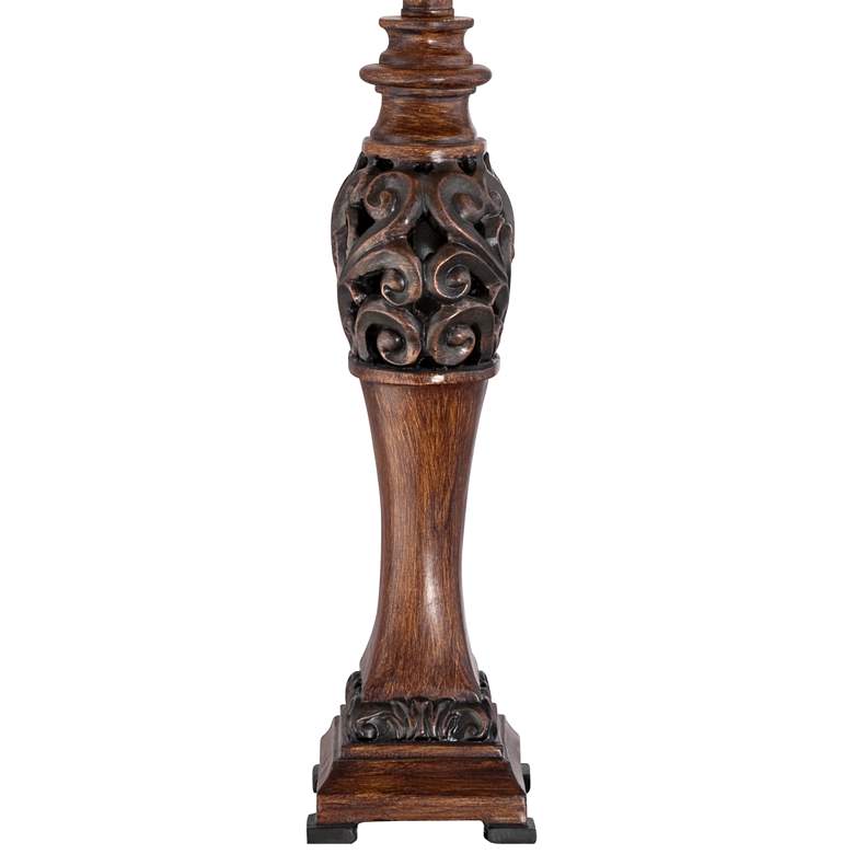 Image 3 Regency Hill Exeter 30" Wood Finish Red Shade Table Lamps Set of 2 more views