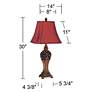 4_Regency Hill Exeter 30" Wood Finish Red Shade Table Lamps Set of 2 more views
