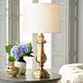 6_Regency Hill Fairlee 26" Brass Candlestick Table Lamps Set of 2 more views