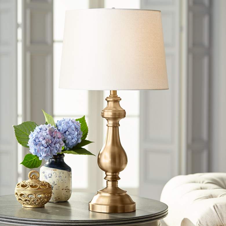 Image 2 Regency Hill Fairlee 26" Traditional Brass Candlestick Table Lamp