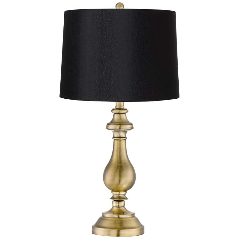 Image 2 Regency Hill Fairlee Antique Brass Candlestick Lamp with Black Shade