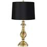 2_Regency Hill Fairlee Antique Brass Candlestick Lamp with Black Shade
