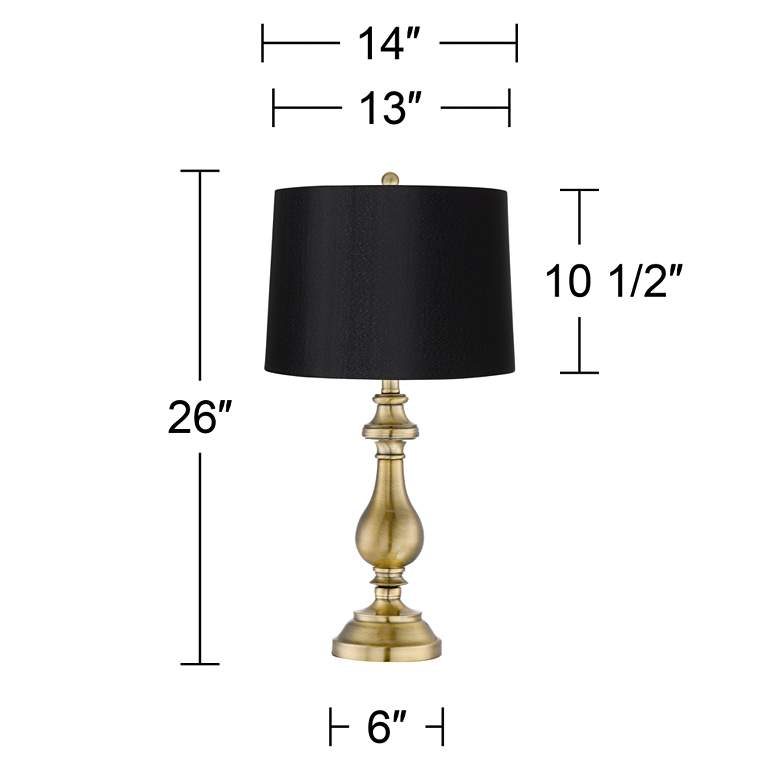 Image 5 Regency Hill Fairlee Antique Brass Candlestick Lamp with Black Shade more views