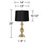 5_Regency Hill Fairlee Antique Brass Candlestick Lamp with Black Shade more views
