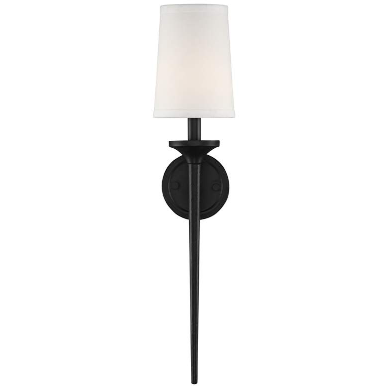 Image 5 Regency Hill Ferris 24 inch High Black Finish Linen Shade Wall Sconce more views