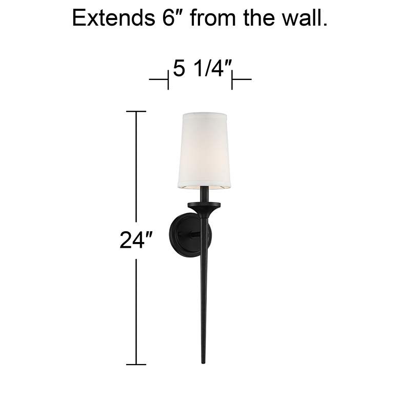 Image 7 Regency Hill Ferris 24 inch High Black Finish Linen Shade Wall Sconce more views