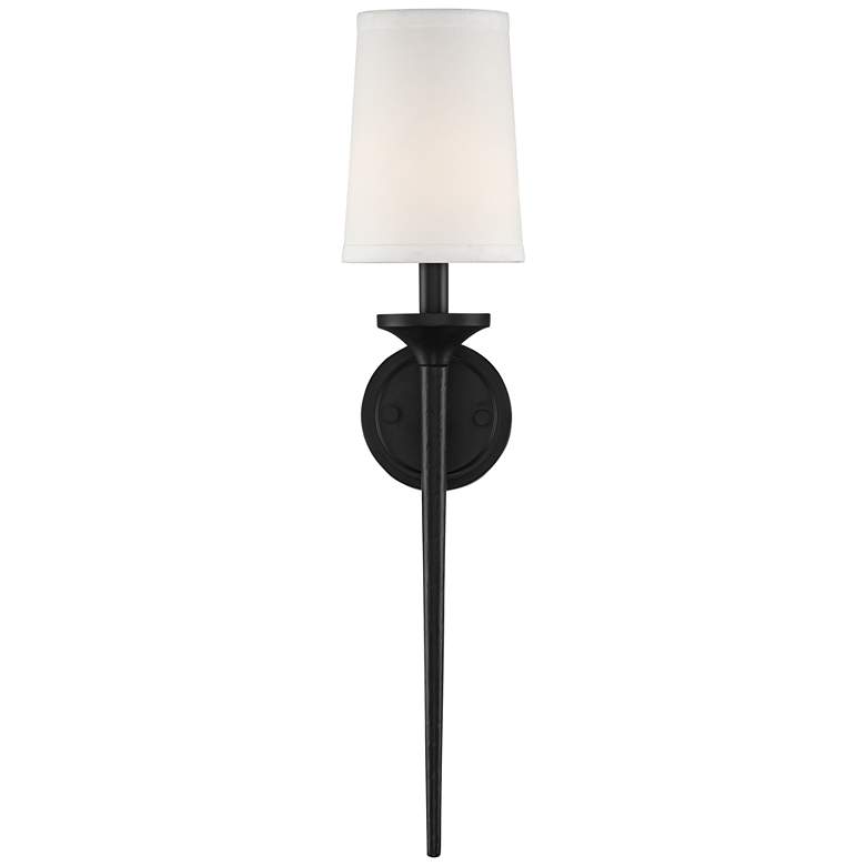 Image 5 Regency Hill Ferris 24" High Linen Shade Black Wall Sconces Set of 2 more views