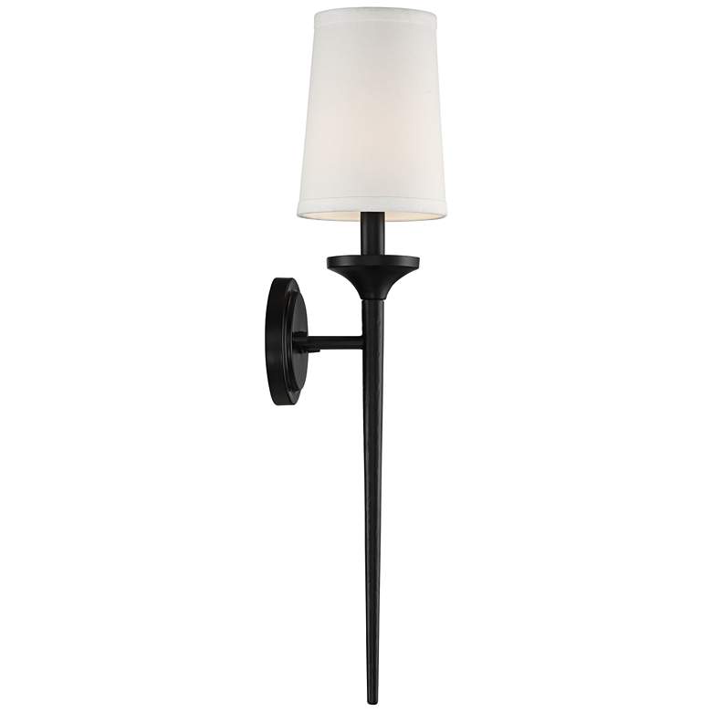 Image 7 Regency Hill Ferris 24" High Linen Shade Black Wall Sconces Set of 2 more views