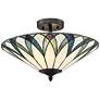 Watch a Video About the Regency Hill Filton 18" Wide Blue Tiffany Style Glass Ceiling Light