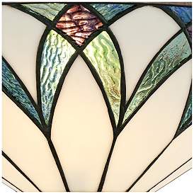 Image3 of Regency Hill Filton 18" Wide Blue Tiffany Style Glass Ceiling Light more views