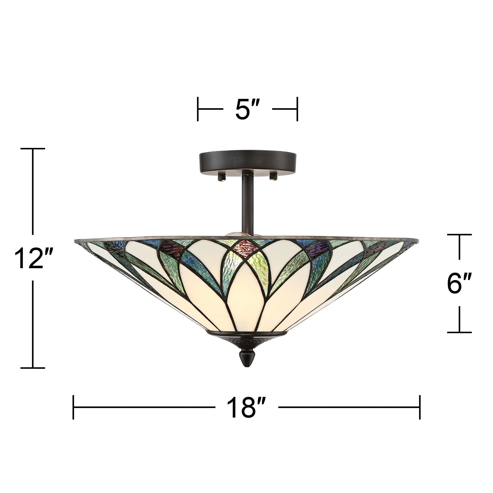 Watch a Video About the Regency Hill Filton 18" Wide Blue Tiffany Style Glass Ceiling Light
