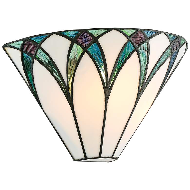 Image 6 Regency Hill Filton 6" Blue Petals Tiffany-Style Wall Sconces Set of 2 more views