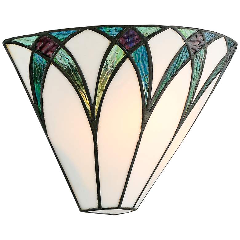 Image 7 Regency Hill Filton 6 inch Blue Petals Tiffany-Style Wall Sconces Set of 2 more views