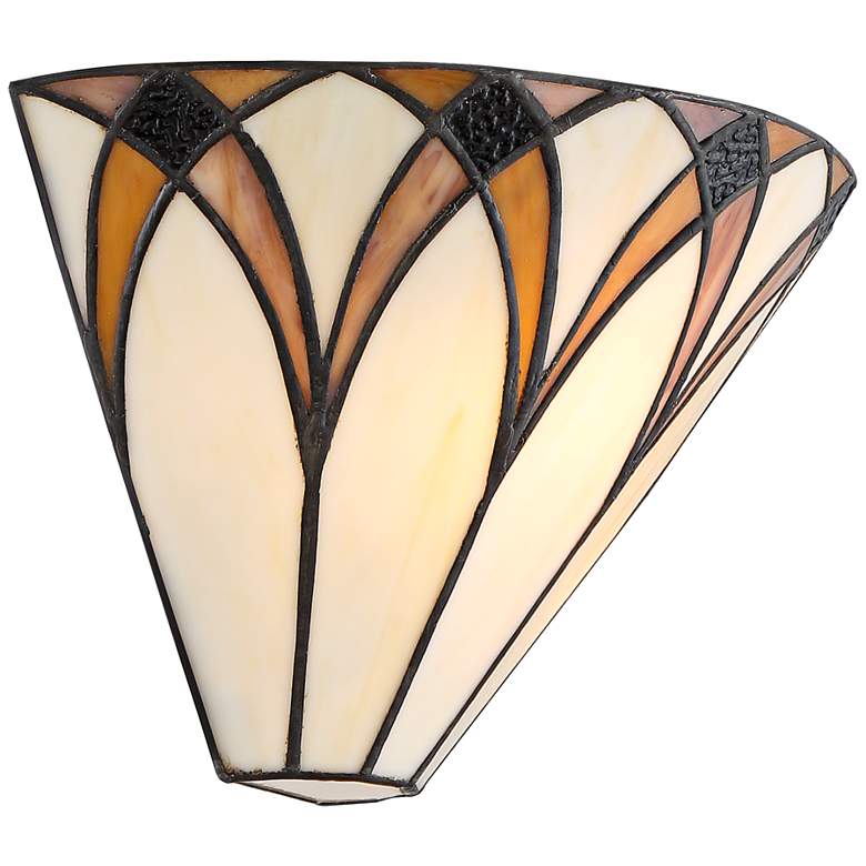 Image 7 Regency Hill Filton 6 inch High Bronze Yellow Tiffany-Style Wall Sconce more views