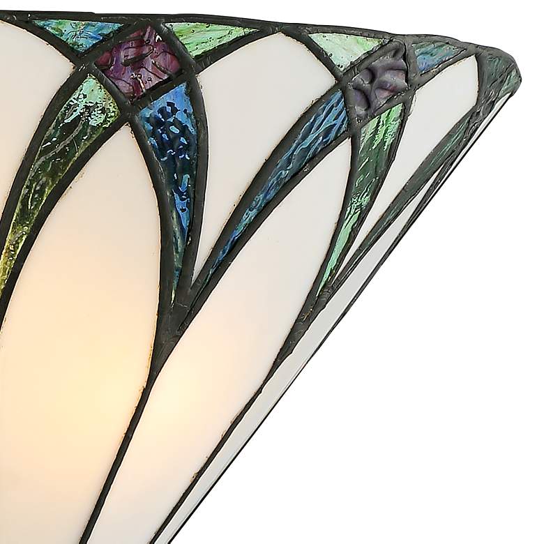 Image 4 Regency Hill Filton 6 inch White and Blue Petals Tiffany-Style Wall Sconce more views