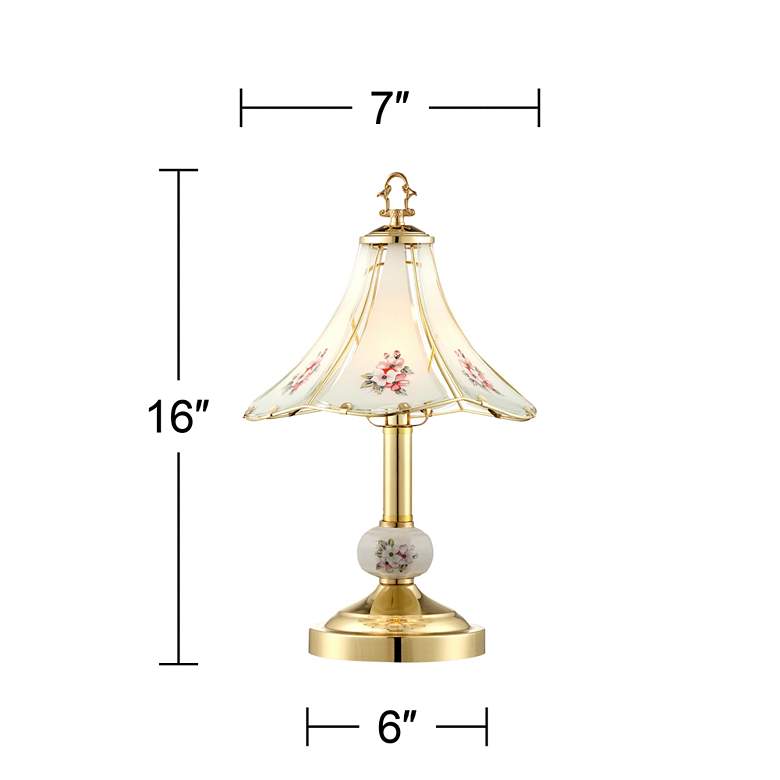 Image 5 Regency Hill Flower 16" High Polished Brass Touch On-Off Table Lamp more views