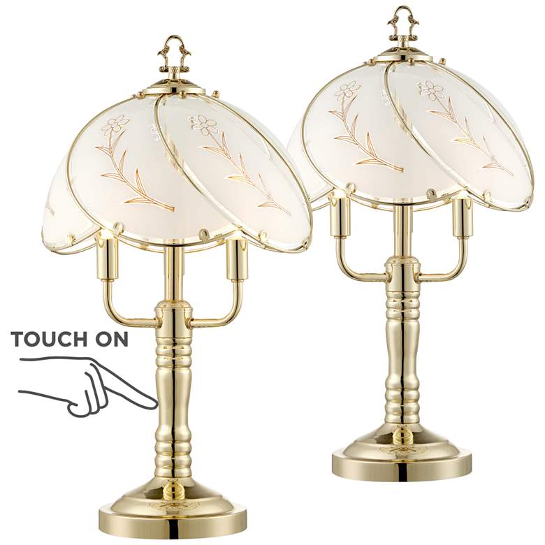 Image 2 Regency Hill Flower 19 1/2" 3-Light Touch Accent Table Lamps Set of 2
