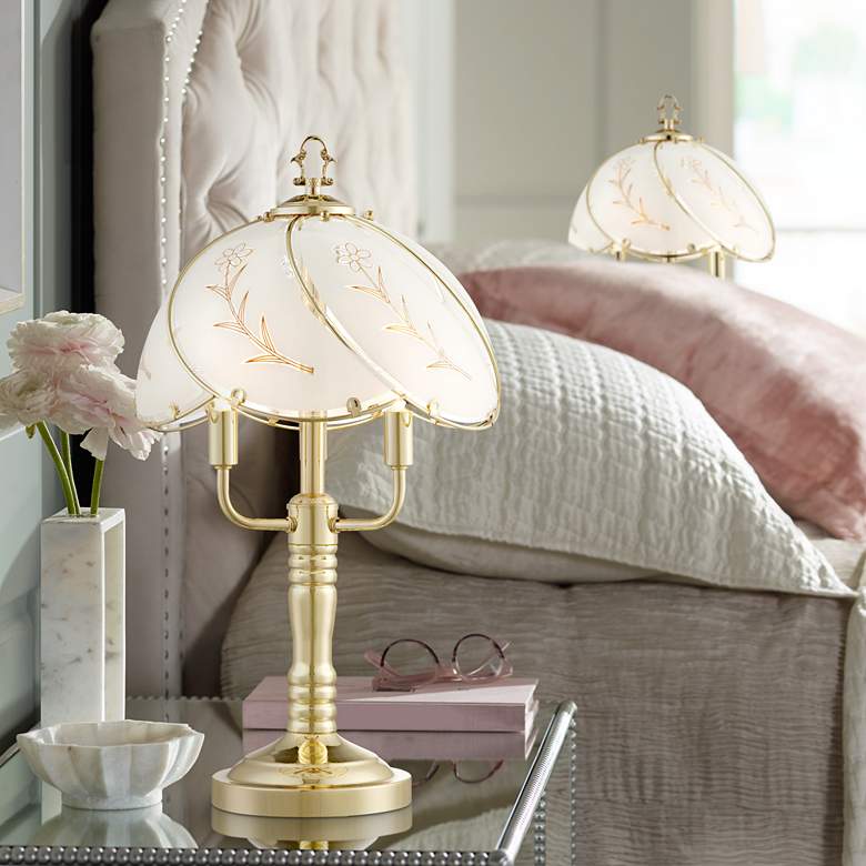 Image 1 Regency Hill Flower 19 1/2 inch 3-Light Touch Accent Table Lamps Set of 2