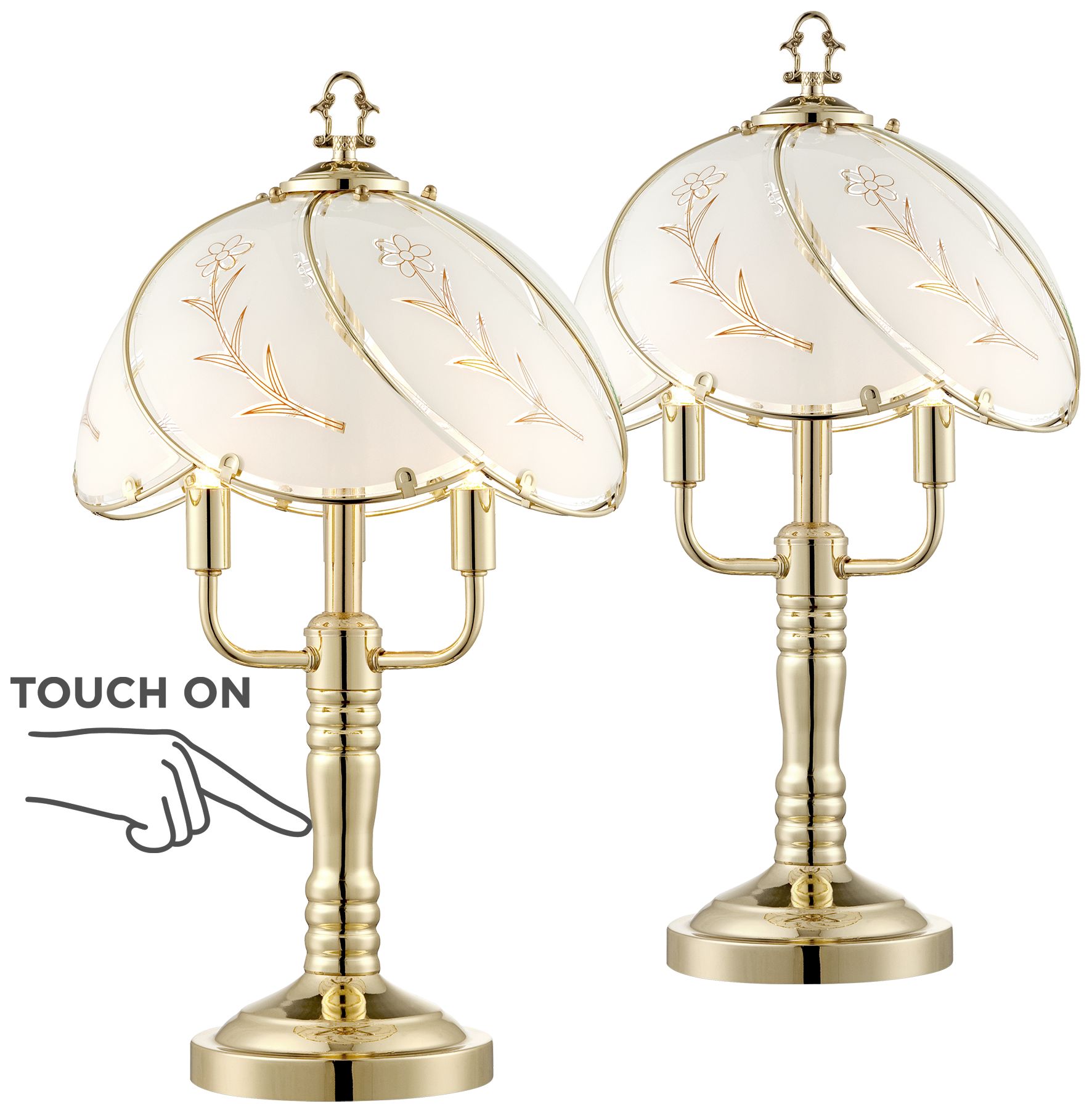 Regency Hill Flower Petal 19 1/2" 3-Light Touch Accent Lamps Set of 2