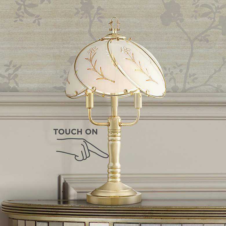 Image 1 Regency Hill Flower Petal 19 1/2 inch High 3-Light Touch On-Off Table Lamp