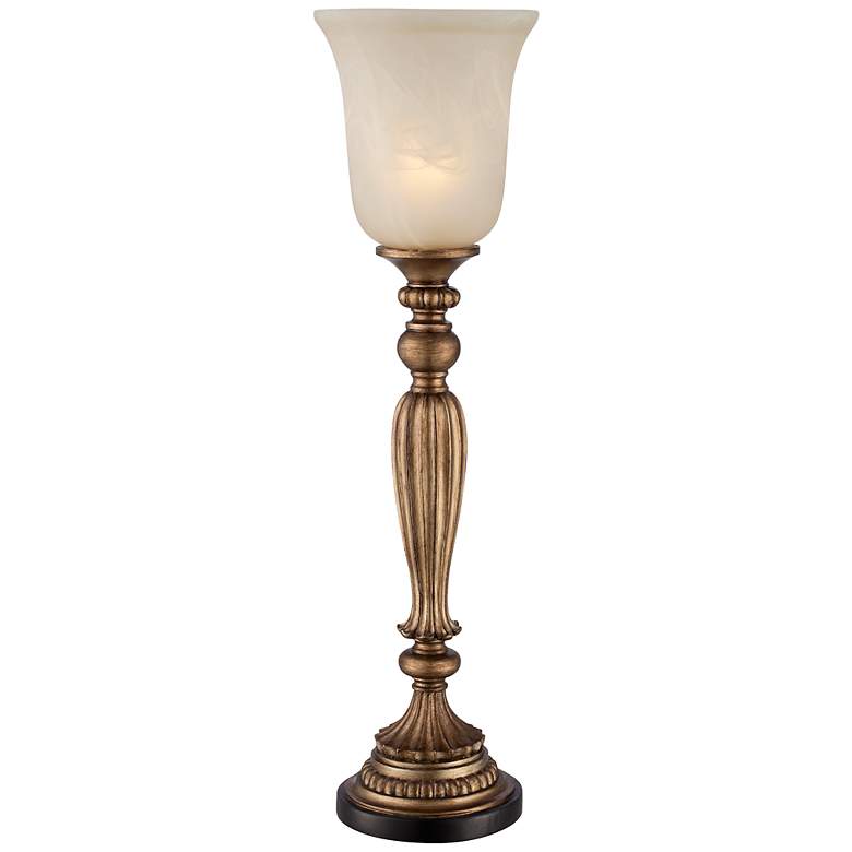 Image 2 Regency Hill Fluted Column 27 3/4 inch High Alabaster Glass Console Lamp