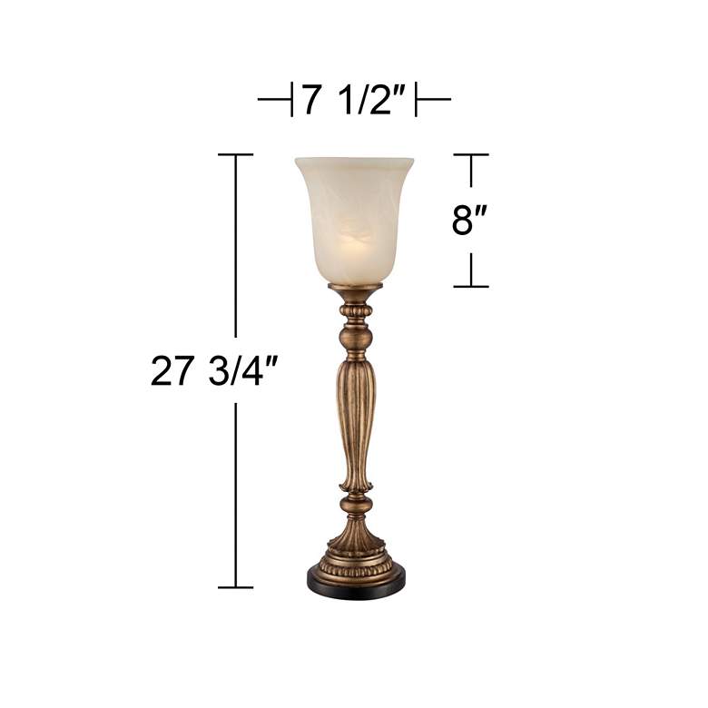 Image 4 Regency Hill Fluted Column 27 3/4 inch High Alabaster Glass Console Lamp more views