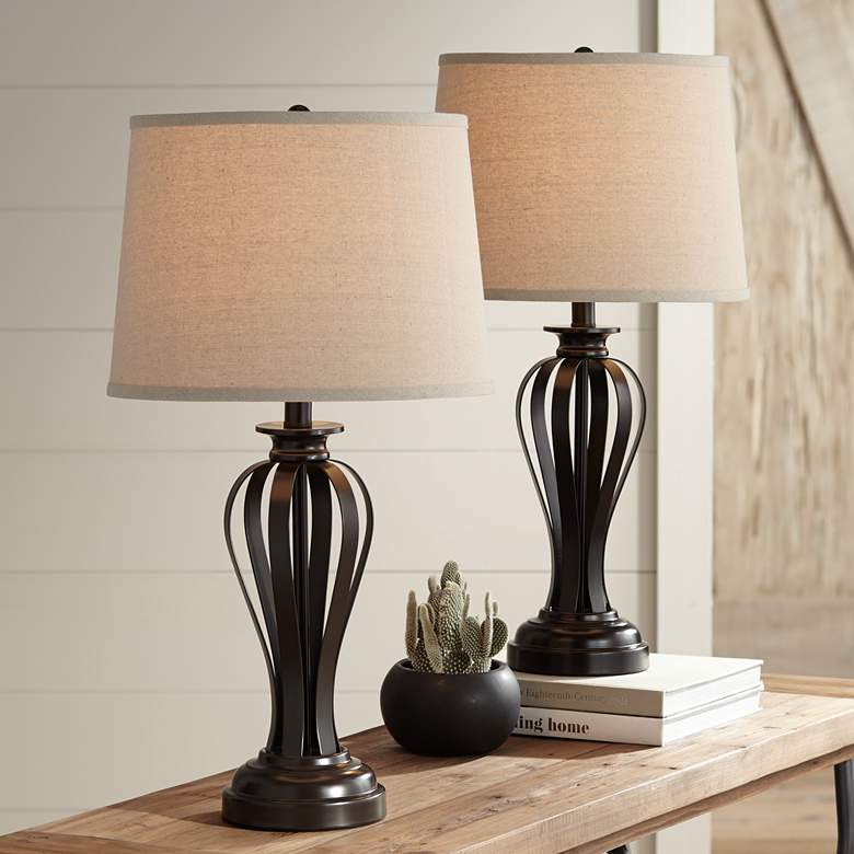 Image 1 Regency Hill Freddie Bronze Metal Table Lamps Set of 2