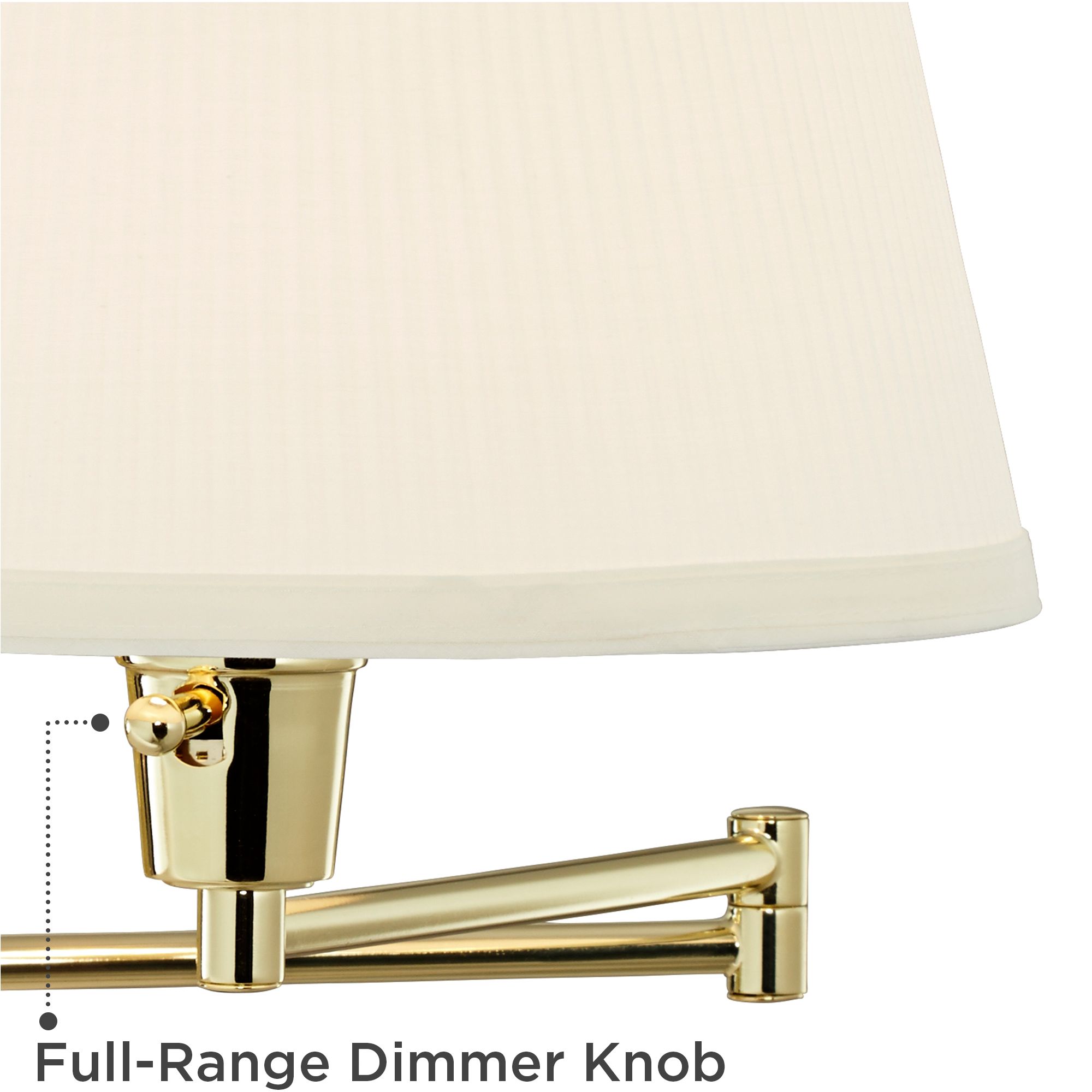 Image 3 Regency Hill Fredericks Brass with Ivory Pleated Shade Plug-In Wall Lamp more views