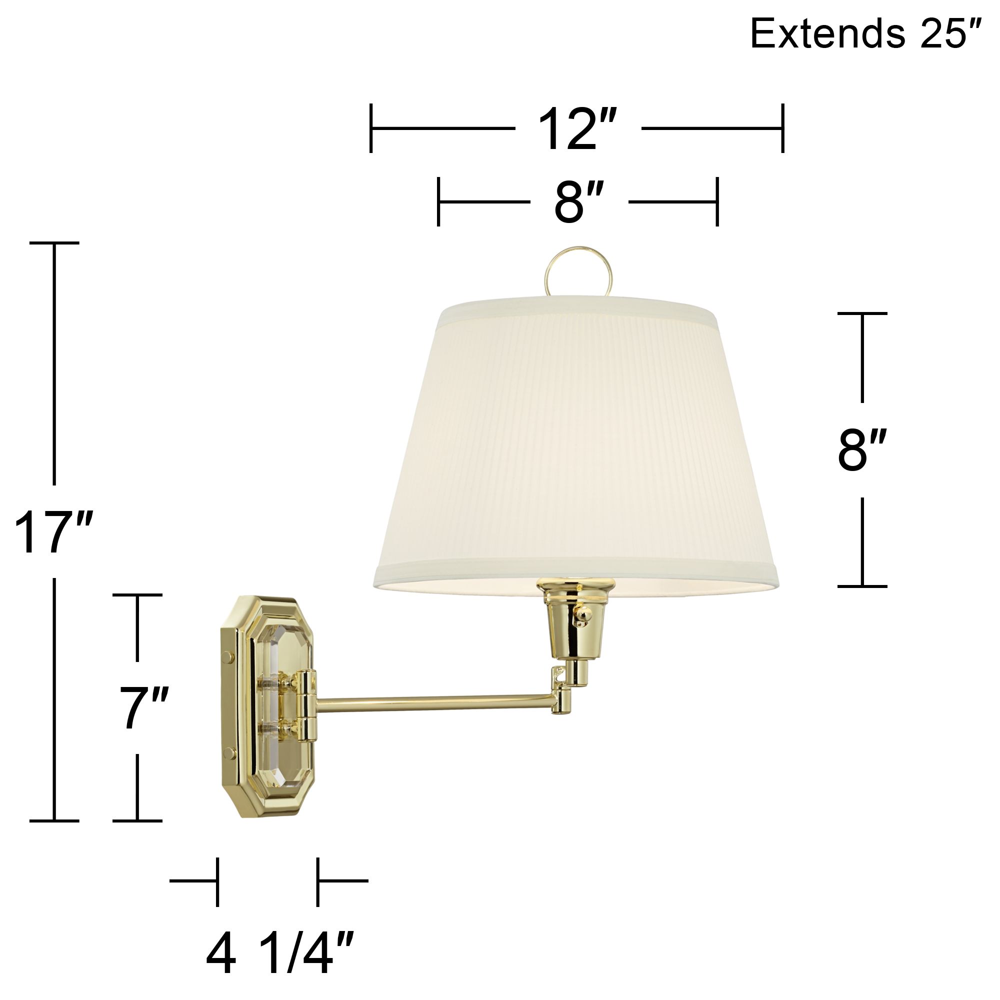 Regency Hill Fredericks Brass with Ivory Pleated Shade Plug-In Wall Lamp