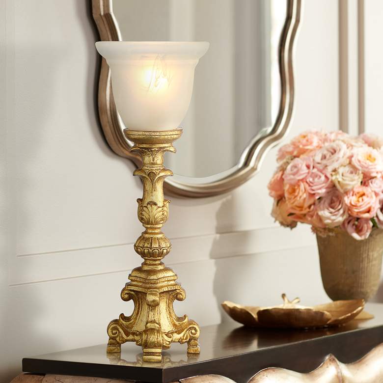 Image 1 Regency Hill French Candlestick 18" Gold Accent Console Lamp