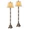 Regency Hill French Candlestick 62" Faux Wood Floor Lamps Set of 2