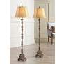 1_Regency Hill French Candlestick 62" Faux Wood Floor Lamps Set of 2
