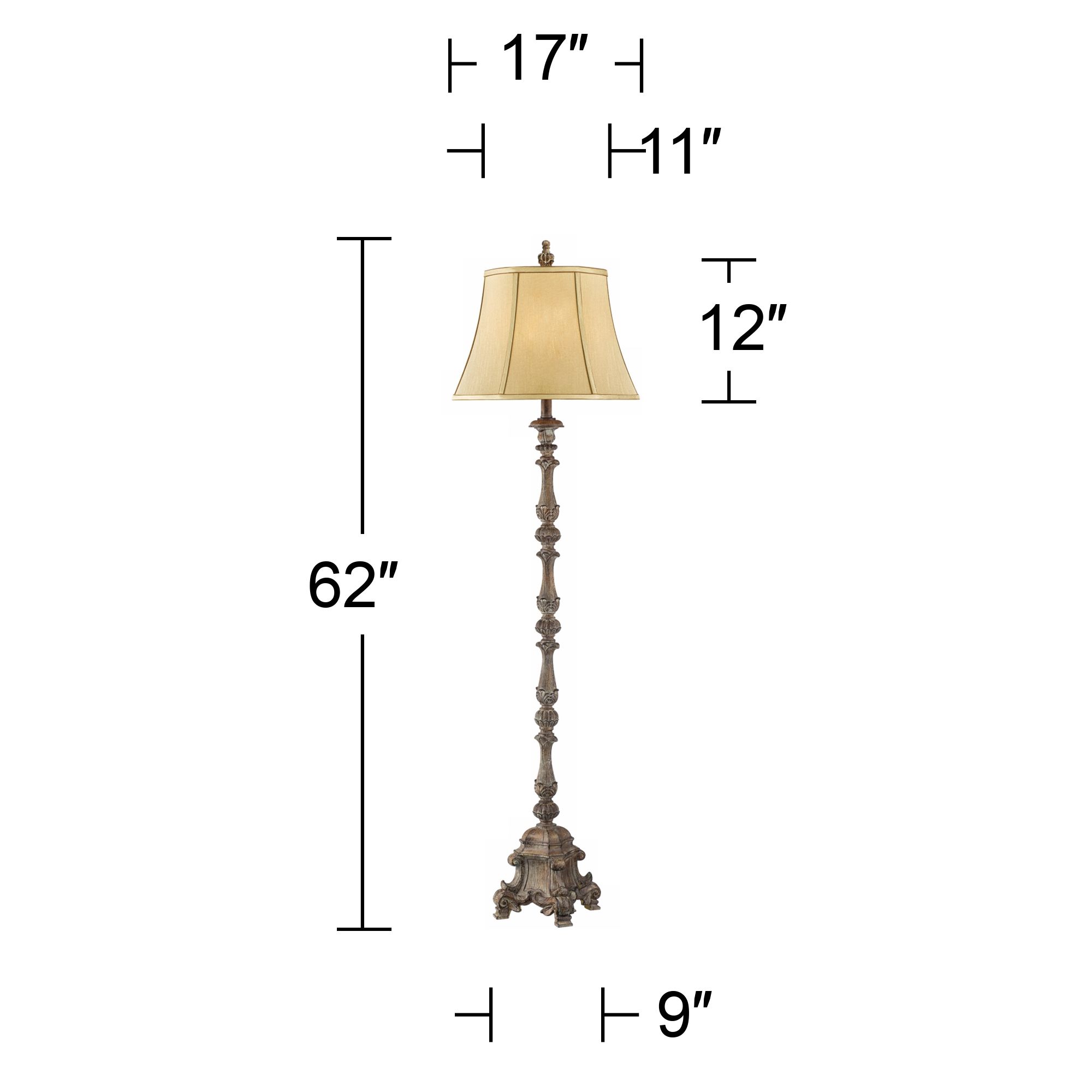 Regency Hill French Candlestick 62" Faux Wood Floor Lamps Set of 2