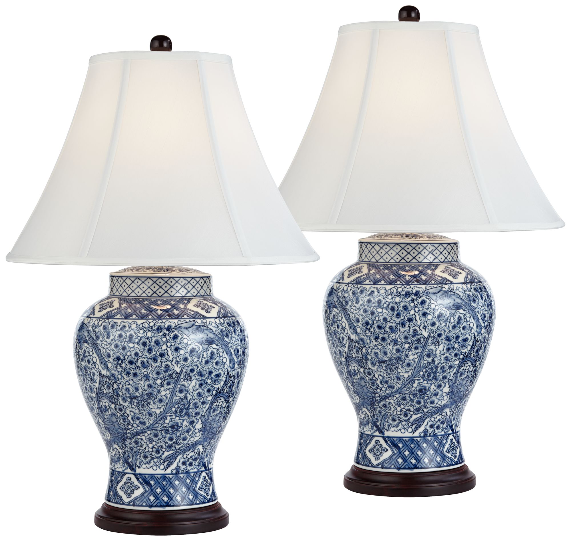 Image 3 Regency Hill Garden Bird 27" Blue White Porcelain Lamps Set of 2