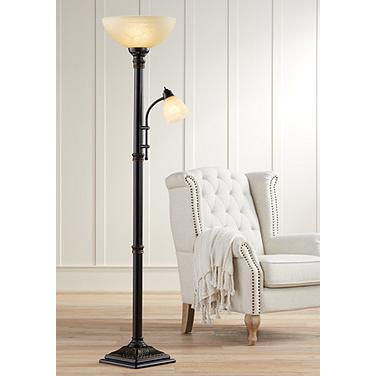 Regency Hill Garver 72 1/2" Bronze Side Light Torchiere Floor Lamp