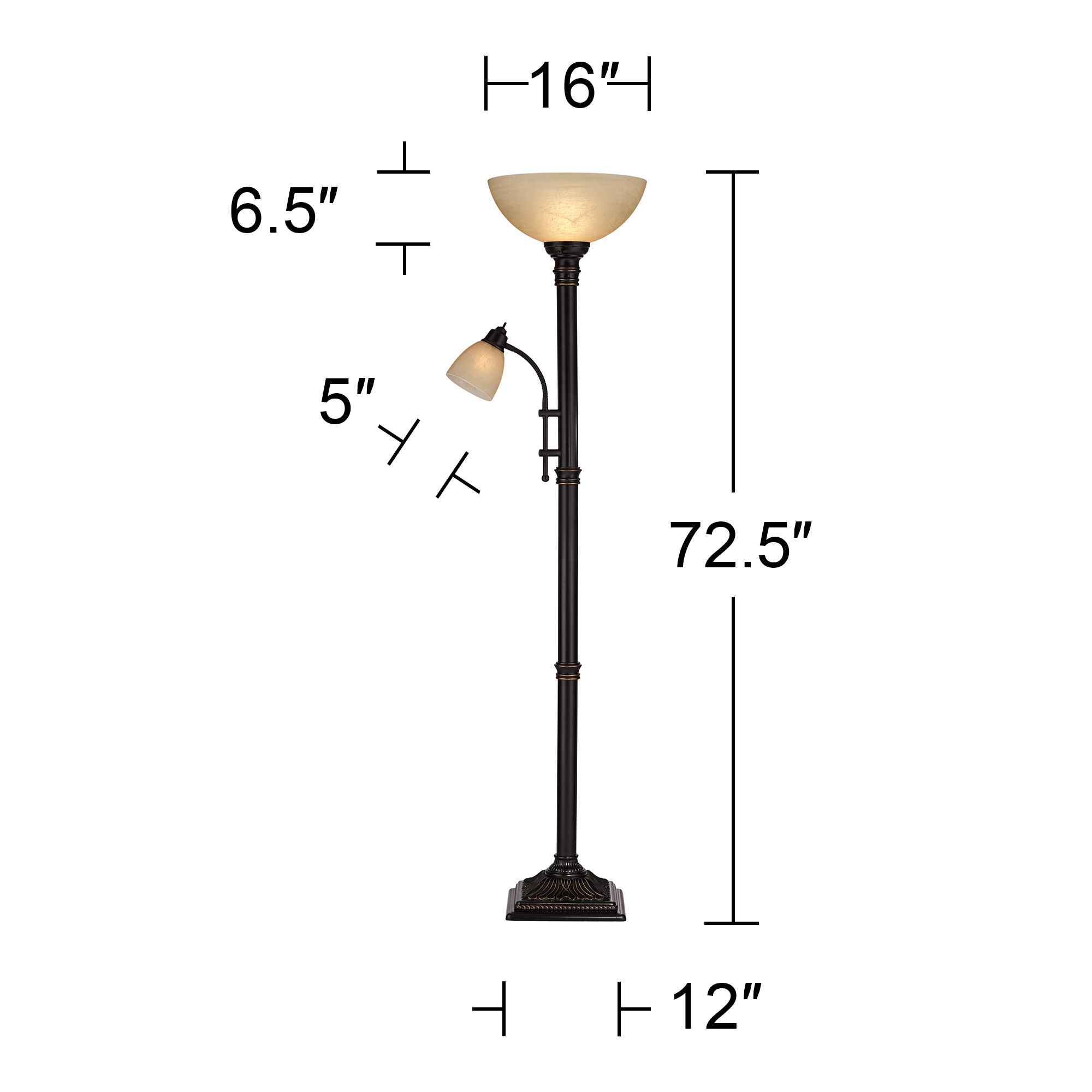 Watch A Video About the Garver Bronze Torchiere Floor Lamp with Reader Arm