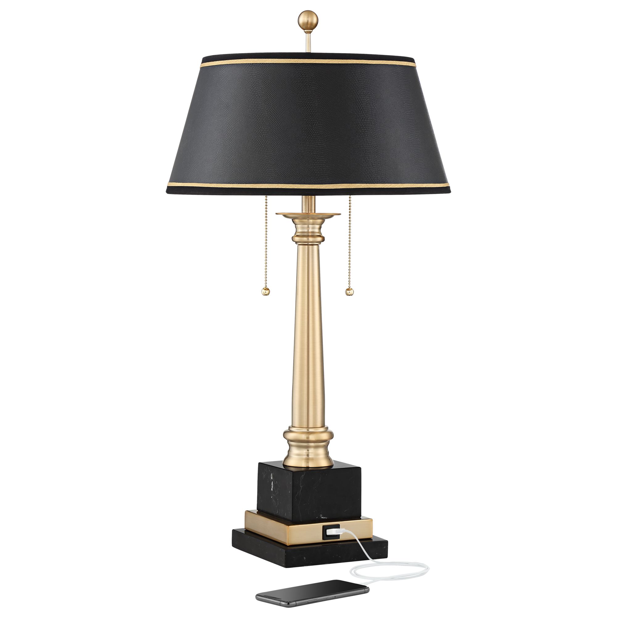 Image 3 Regency Hill Georgetown 28 1/2" Brass Traditional Lamp with USB Port