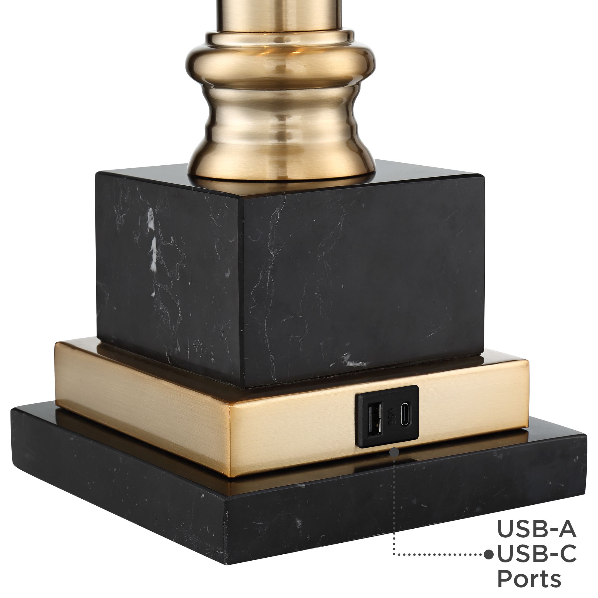 Image 6 Regency Hill Georgetown 28 1/2" Brass Traditional Lamp with USB Port more views