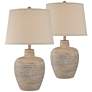 2_Regency Hill Glenn 27" Dappled Beige Southwest Table Lamps Set of 2