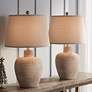 1_Regency Hill Glenn 27" Dappled Beige Southwest Table Lamps Set of 2