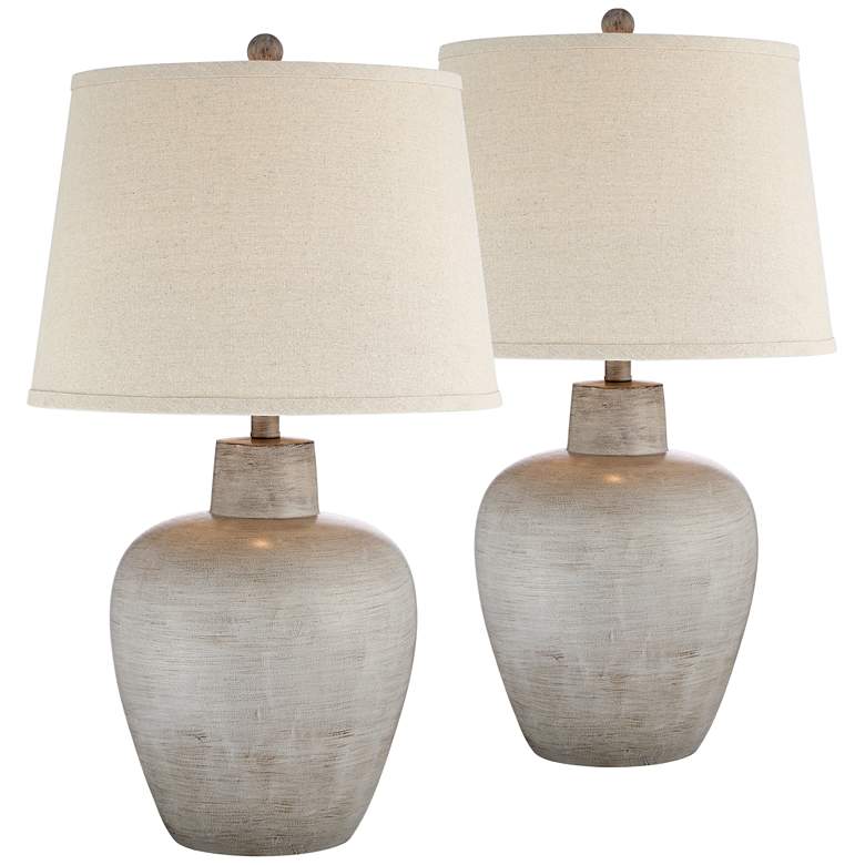 Image 3 Regency Hill Glenn 27" Gray Terra Cotta Lamps Set with Smart Sockets