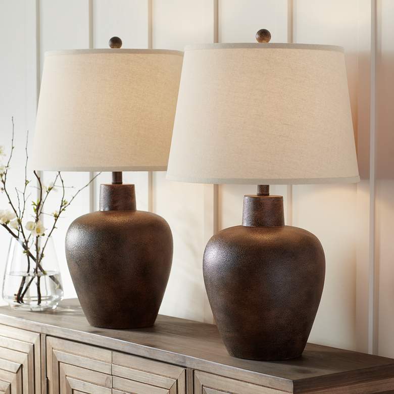 Image 1 Regency Hill Glenn 27" High Terra Cotta Southwest Table Lamps Set of 2
