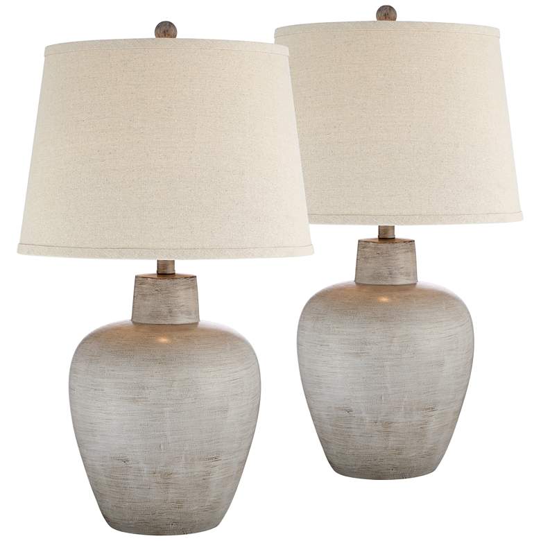 Image 3 Regency Hill Glenn 27 inch Terra Cotta Finish Lamps Set of 2 with Dimmers